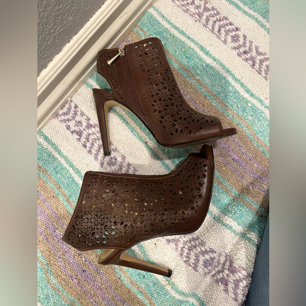 Ann Taylor open toe heel booties